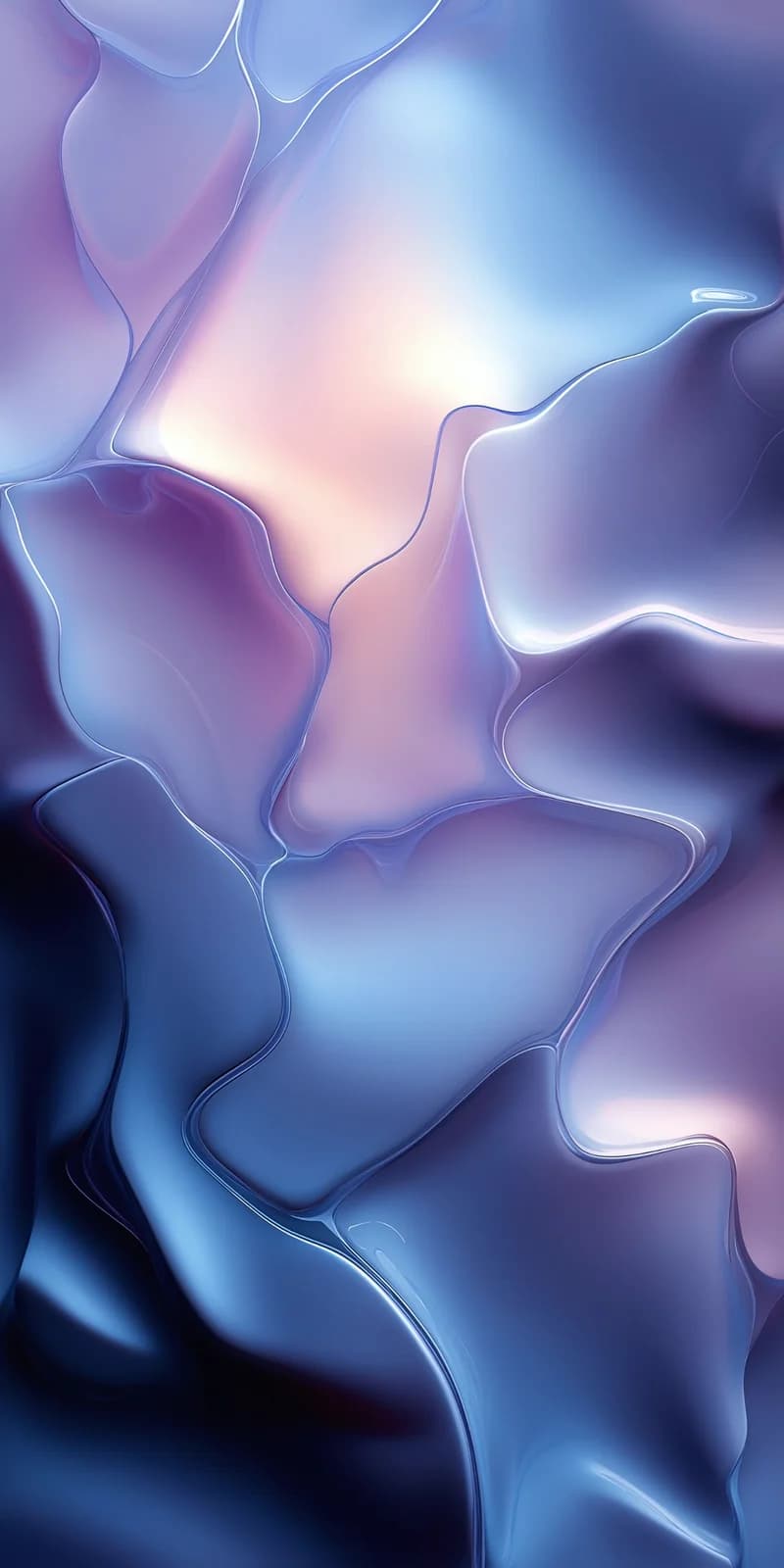 Abstract Iridescent Fluid Waves in Lavender and Steel Blue Wallpaper 4K