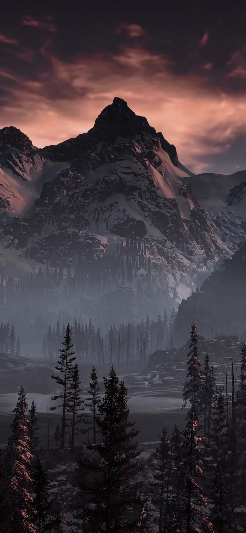 agged Mountain Peaks Under Fiery Twilight 4K Nature Wallpaper