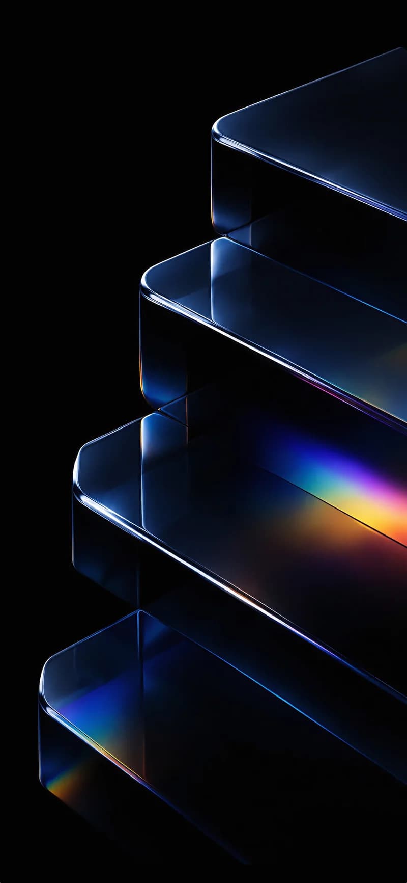 Prismatic Dark Glass Steps 4K Wallpaper