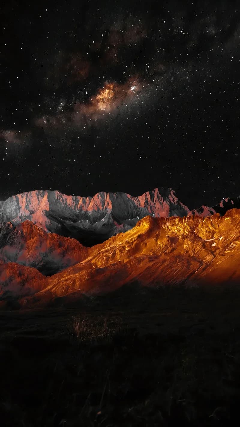 Cosmic Mountains 4K Wallpaper